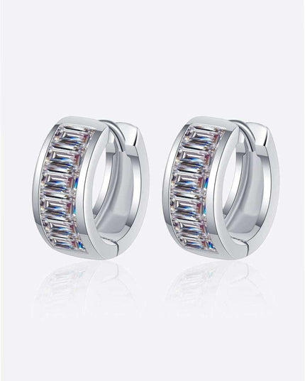Chic 1.8 Carat Lab-Diamond Silver Huggie Earrings - An Essence of Elegance