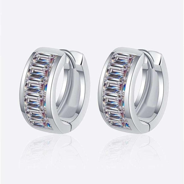 Chic 1.8 Carat Lab-Diamond Silver Huggie Earrings - An Essence of Elegance
