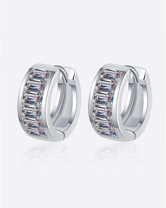 Chic 1.8 Carat Lab-Diamond Silver Huggie Earrings - An Essence of Elegance
