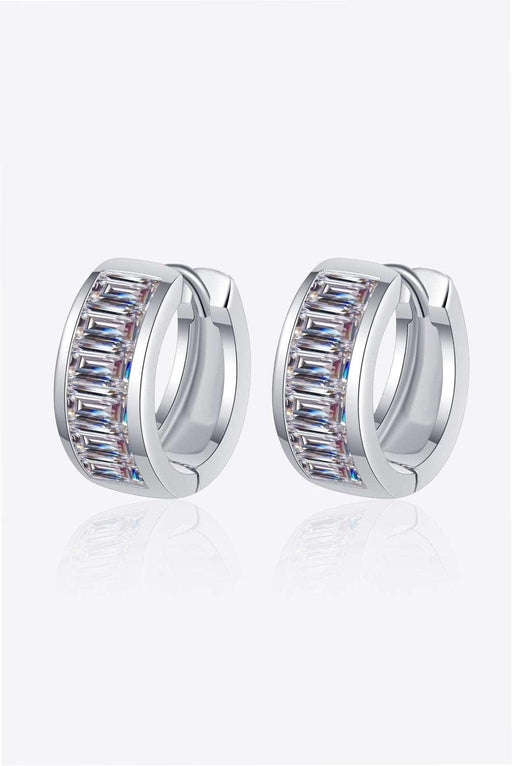 Luxurious 1.8 Carat Moissanite Sterling Silver Huggie Earrings - Glamorous Jewelry Accessory