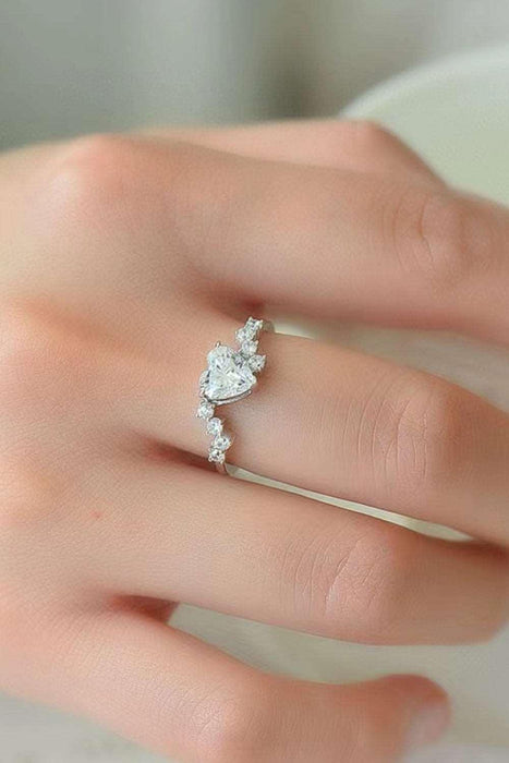 Radiant Heart Lab-Diamond Ring with Sparkling Zircon Accents & Authenticity Certificate