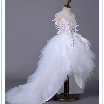 Peekaboo Studio Girl Princess Pompom Skirt Wedding Dress, Floral Desig