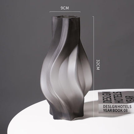 Minimalist Glass Vase For Flower Arrangement With Assorted Whirlwind Colors