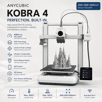 3D Printer — 600mm/s, FDM, Up to 4-Colour Printing