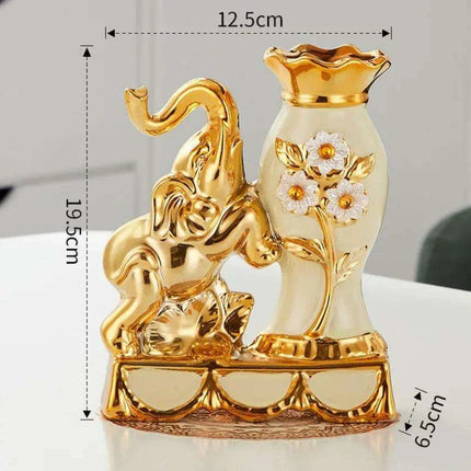 Golden Ceramic Vases Set in Opulent Gold Finish - Elevate Your Living Environment