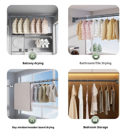 Adjustable Stainless Steel Curtain Rod Dormitory Use No Drilling Requi