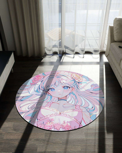 Fantasy Dreams Anime Round Rug - Whimsical Chenille Rug with Vibrant Designs
