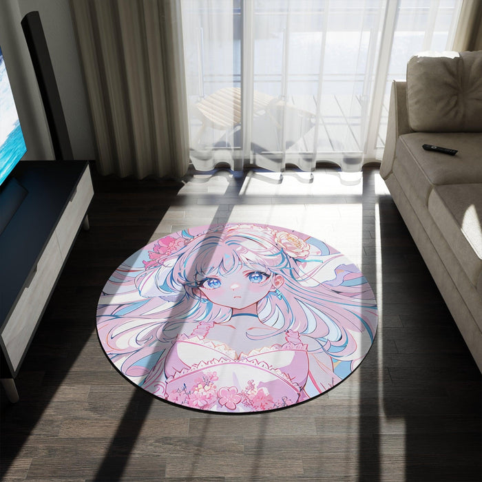 Fantasy Dreams Anime Round Rug - Vibrant, Playful Designs, High-Quality Polyester Chenille