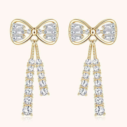 Sophisticated 1.12 Carat Lab-Grown Diamond Bow Earrings with Sterling Silver and Platinum or 18K Gold Finishes