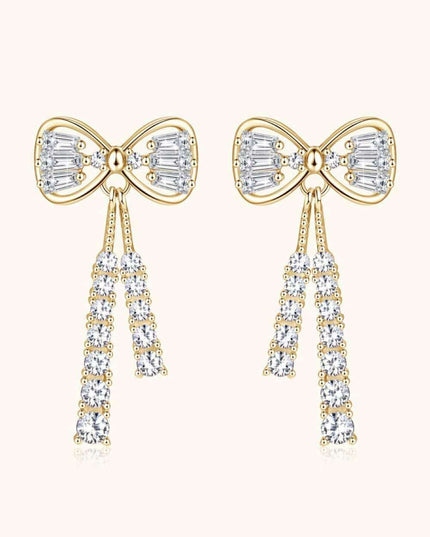 Sophisticated 1.12 Carat Lab-Grown Diamond Bow Earrings with Sterling Silver and Platinum or 18K Gold Finishes