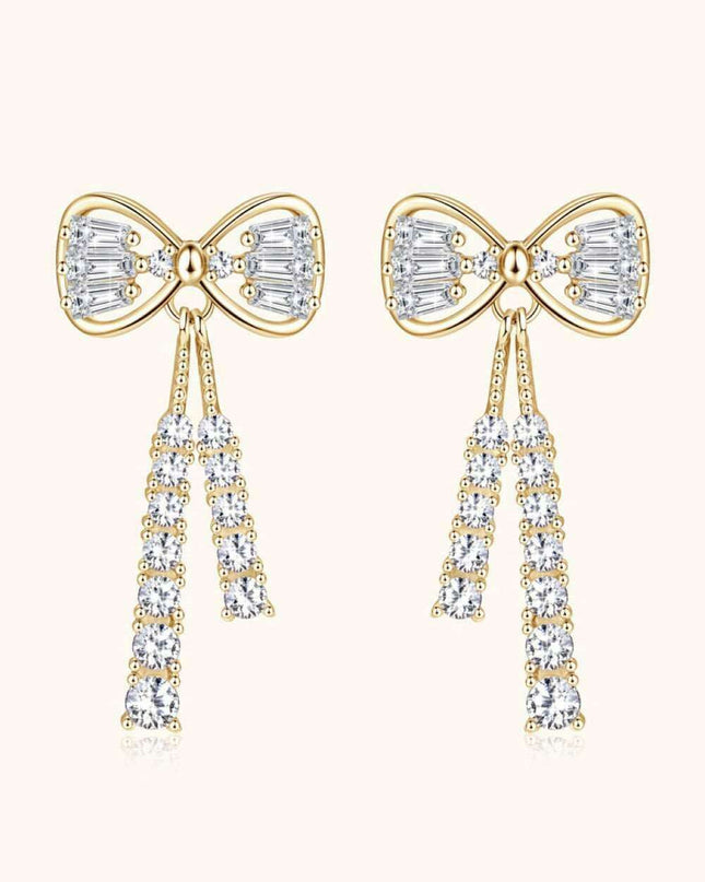 Sophisticated 1.12 Carat Lab-Grown Diamond Bow Earrings with Sterling Silver and Platinum or 18K Gold Finishes