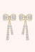 Opulent 1.12 Carat Moissanite Bow Earrings in Sterling Silver with Platinum or 18K Gold Touch