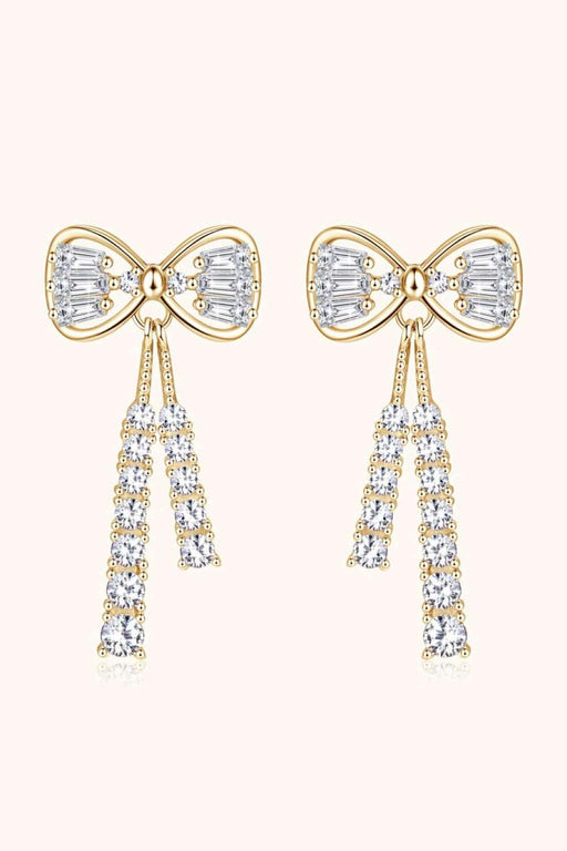 Luxurious 1.12 Carat Moissanite Bow Earrings in Sterling Silver with Platinum or 18K Gold Plating