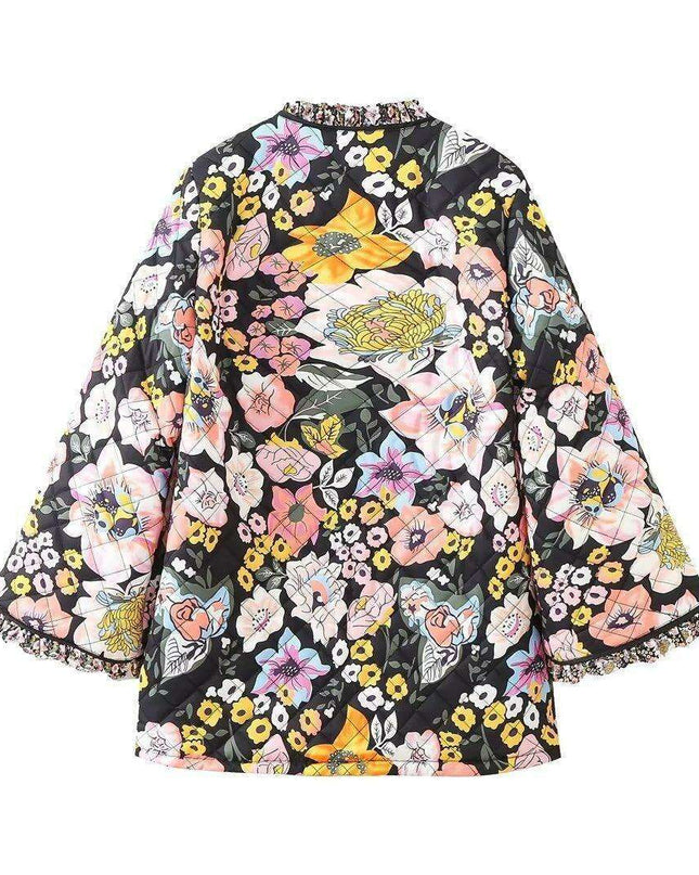 Chic Spliced Printed Coat: A Fashion-Forward Statement for Women's Winter Wardrobe