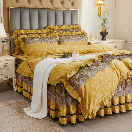 Detachable Bedding Four-piece Duvet Cover Bed Skirt