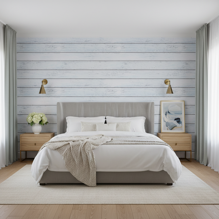 Peekaboo Studio Waterproof White Wood Textured Peel & Stick Wallpaper