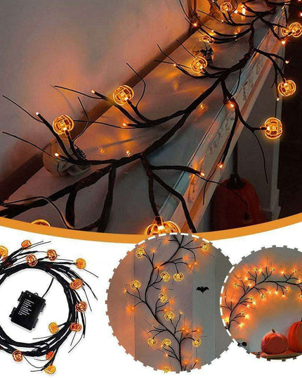 Halloween LED Willow Vine String Light Cool Cartoon Bat Pumpkin Decoration For Indoor Outdoor Party House Decor