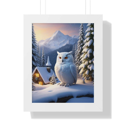 Sustainable Winter Owl Framed Wall Art: Elegant Eco-Friendly Decor for Your Home