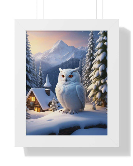 Sustainable Winter Owl Framed Wall Art: Elegant Eco-Friendly Decor for Your Home