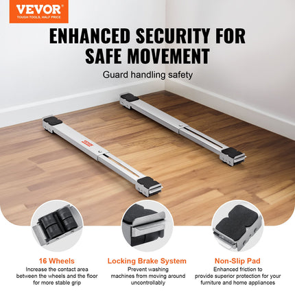 Heavy Duty Appliance Rollers — 660 Lbs, Extendable, White