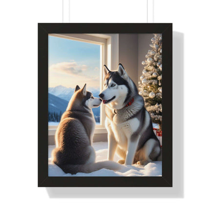 Sustainable Holiday Husky Vertical Wall Art Print