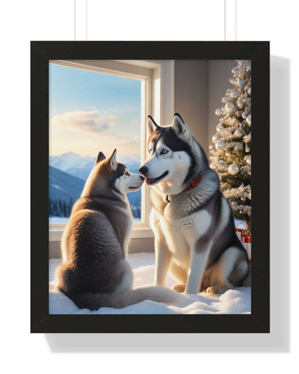 Sustainable Holiday Husky Vertical Wall Art Print