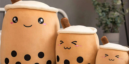 Cute Fruit Drink Plush Stuffed Soft Strawberry Milk Tea Plush Boba Tea Cup Toy Bubble Tea Pillow Cushion Kids Gift