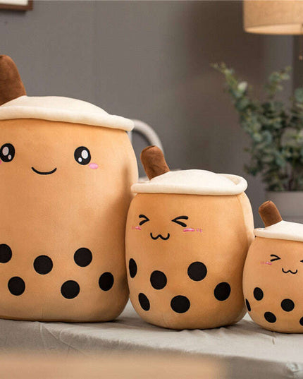 Cute Fruit Drink Plush Stuffed Soft Strawberry Milk Tea Plush Boba Tea Cup Toy Bubble Tea Pillow Cushion Kids Gift