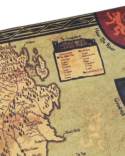 Westeros Map Retro Kraft Paper Wall Art - Game of Thrones Vintage Poster