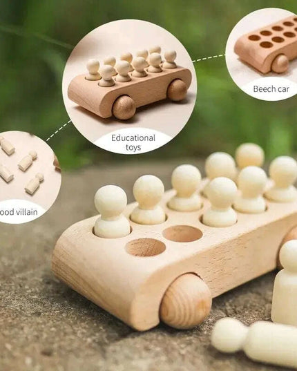 Educational Wooden Train Set for Babies - Montessori-Inspired Learning Toy with Trolley and Number Blocks