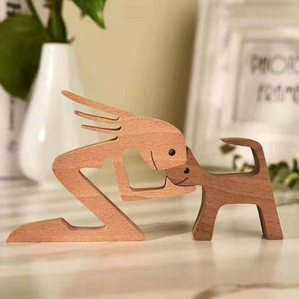 Artisan Crafted Wooden Puppy Family Figurines - Unique Decorative Accents for Your Home