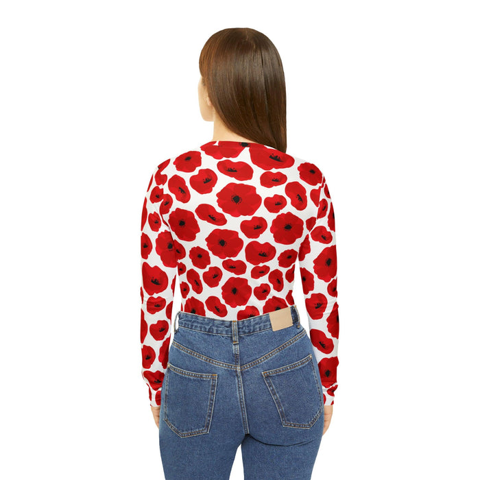 Elegant Crimson Blooms Très Chic Women's Long Sleeve V-neck Tee - Classy, Adaptable, and Cozy