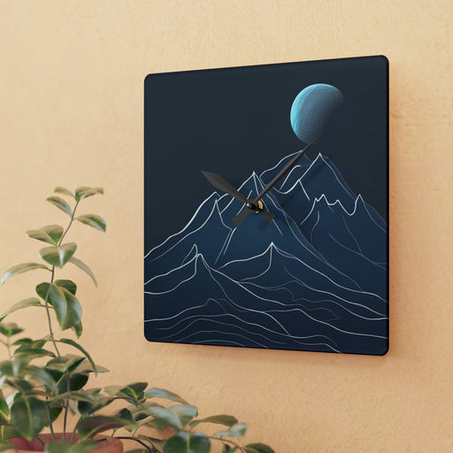 Mountain landscape Wall Clocks - Round and Square Shapes, Multiple Sizes | Vibrant Prints, Keyhole Hanging Slot