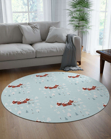 Luxurious Chenille Winter Wonderland Round Rug - 60" Elegant Centerpiece