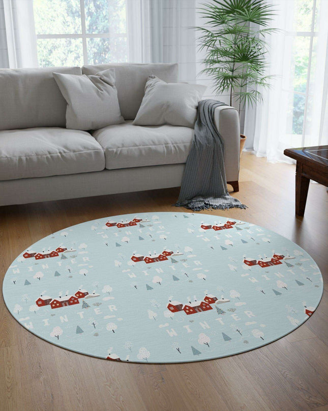 Luxurious Chenille Winter Wonderland Round Rug - 60" Elegant Centerpiece