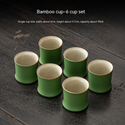 Ceramic Bamboo Green Bamboo Tea Household Landscape Cup Lid