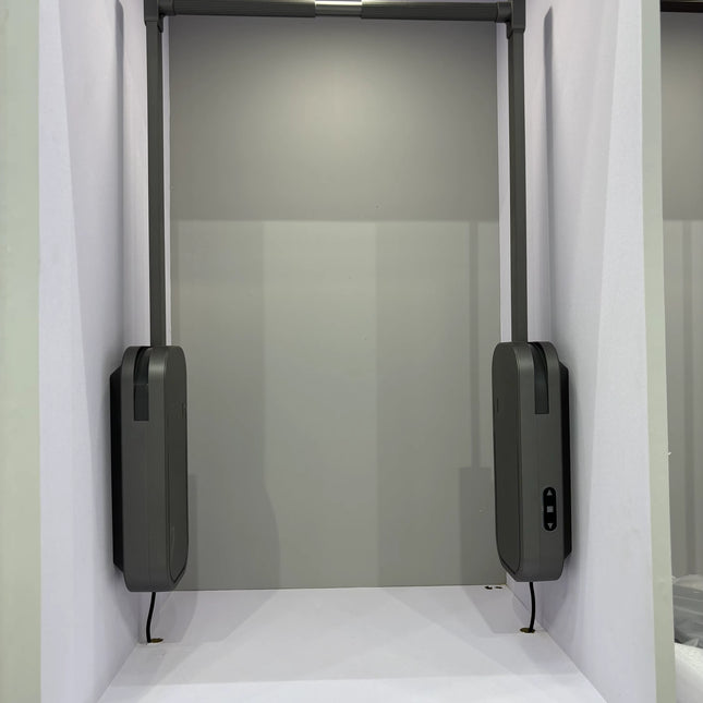 Intelligent Touch, Sensor & Voice Control Electric Wardrobe Lift — Aluminum, 15kg, Extendable 600–900mm / 900–1200mm Closet Parts & Accessories tres-elite-electric-pull-down-wardrobe-lift-with-smart-remote-voice-copy Home & Kitchen › Storage & Organization › Clothing & Closet Storage › Closet System Attachments › Rods