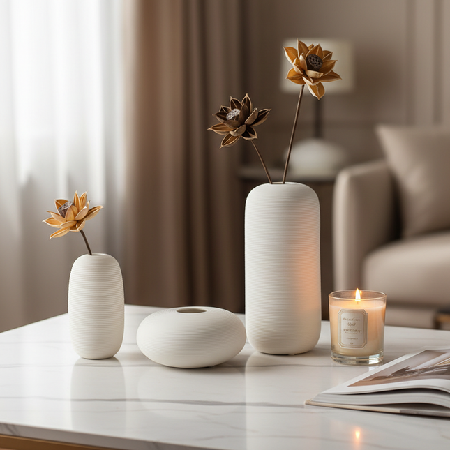 Ceramic Vase Set of Three Modern Minimalist Home Decor Vases