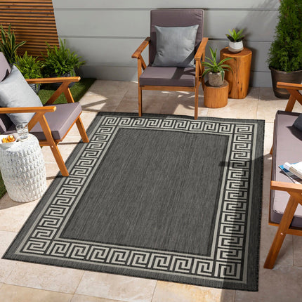 Sunshine Gc HAR2002 Anthracite 7'10" x 10'3" Indoor/Outdoor Rug, Durab