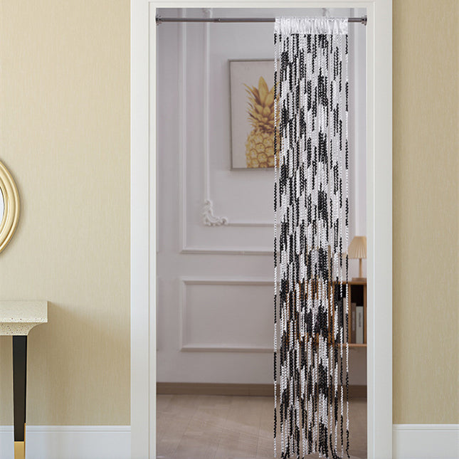 Peekaboo Studio Silver Silk Tassel Door Curtain - Punch-Free, Elegant