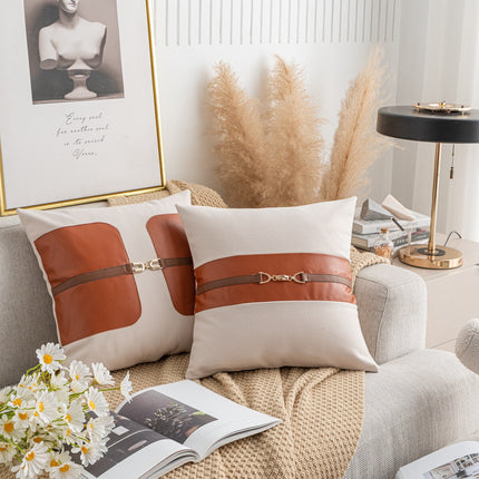 Creative Leather Stitching Sofa Cushion Cover