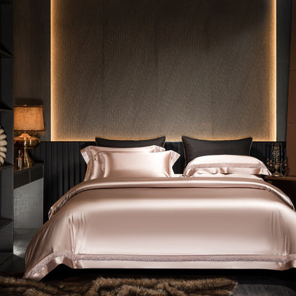 Silk Cotton Satin Hollow-out Four-piece Bedding Set