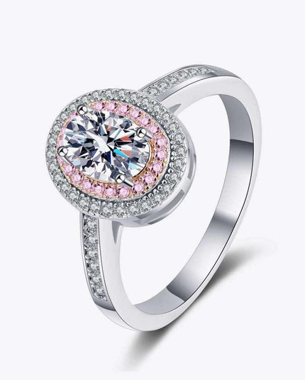 Stunning Moissanite & Zircon Halo Sterling Silver Engagement Ring Set