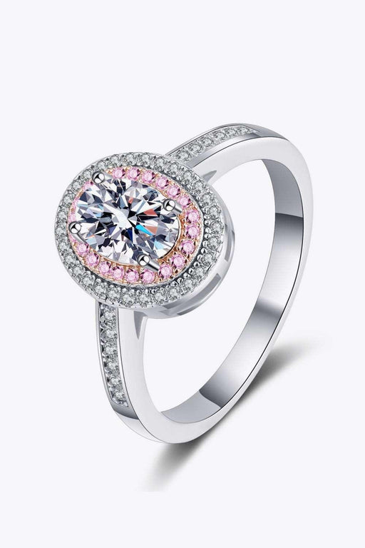 Elegant 1 Carat Moissanite and Zircon Sterling Silver Halo Ring with Rhodium Plating