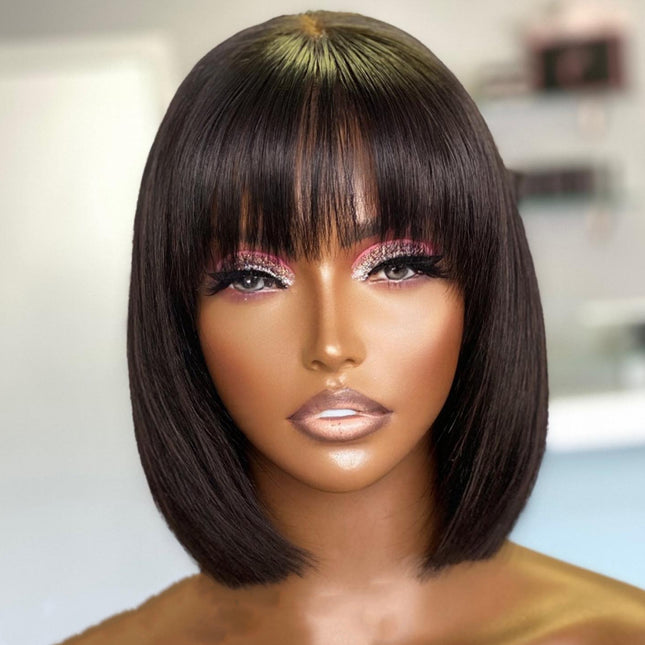 Peekaboo Studio Su Bob's Human Hair Lace Wig - Natural Look, Adjustabl