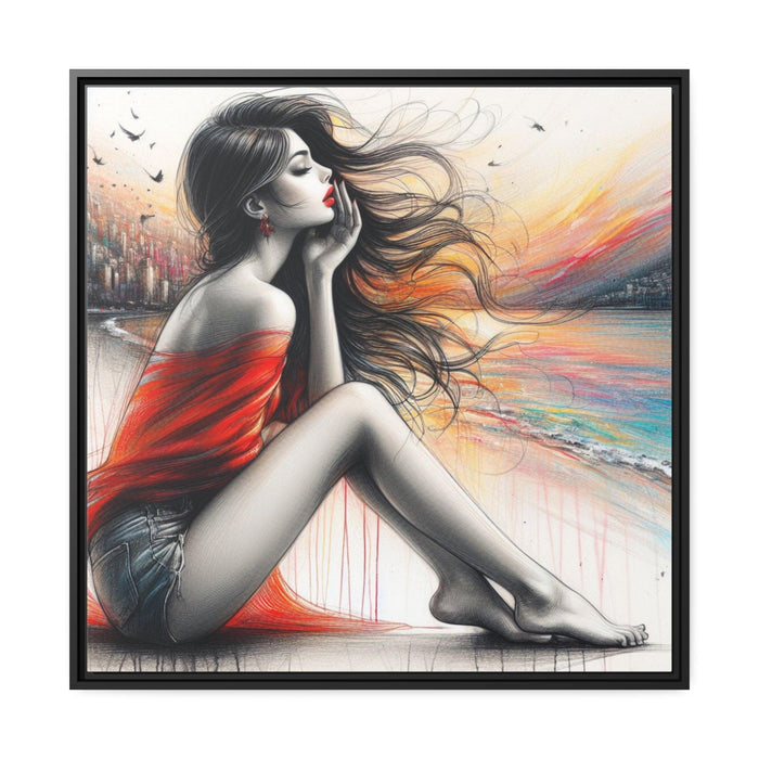 Sophisticated Lady - Valentine Matte Canvas Wall Art Collection with Sleek Black Frame