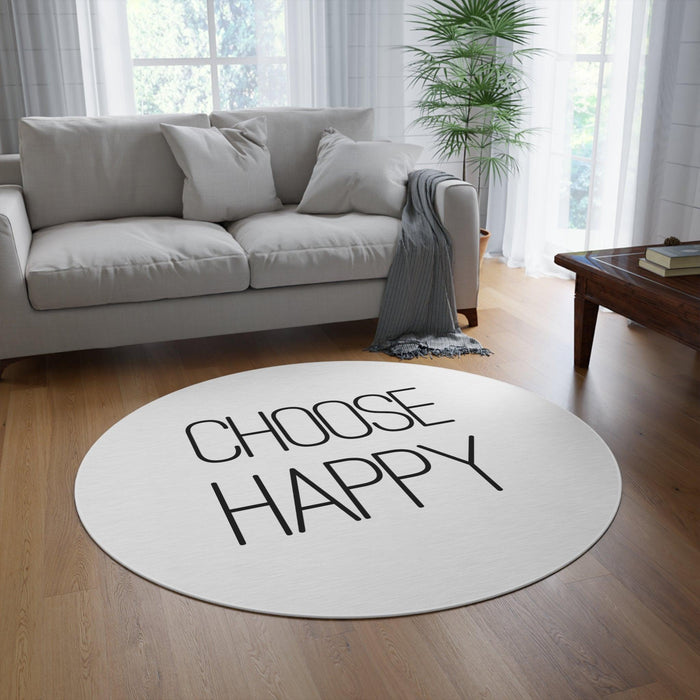 Choose Happy Vibrant Chenille Circle Rug - 60x60 Inch by Maison d'Elite