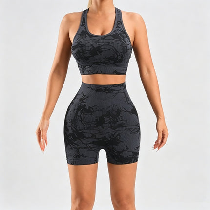 Peekaboo Studio Women's Tie-Dye Seamless Workout Set, Shorts & Bra