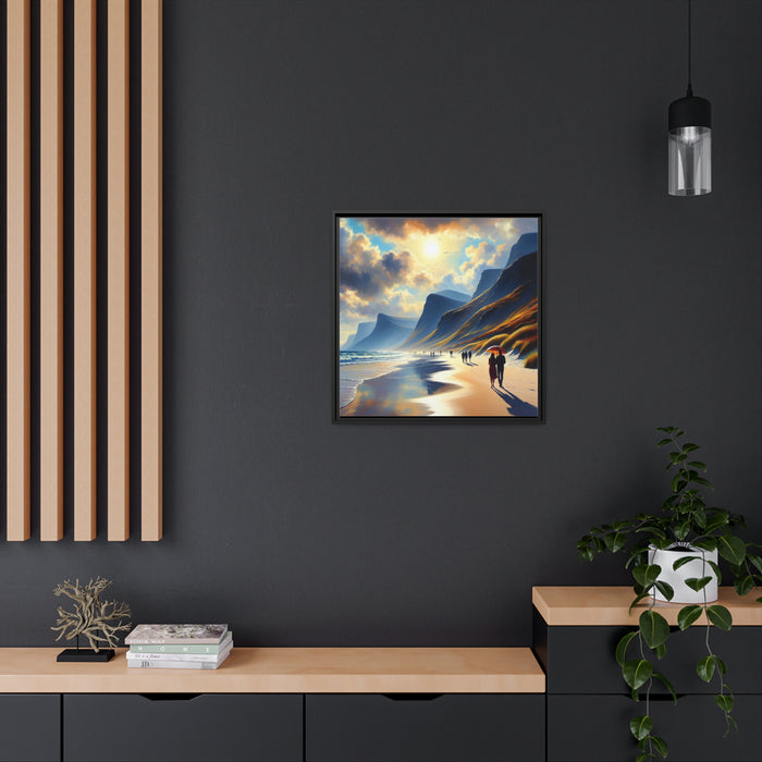 Ocean Oasis Matte Canvas Print in Stylish Black Frame