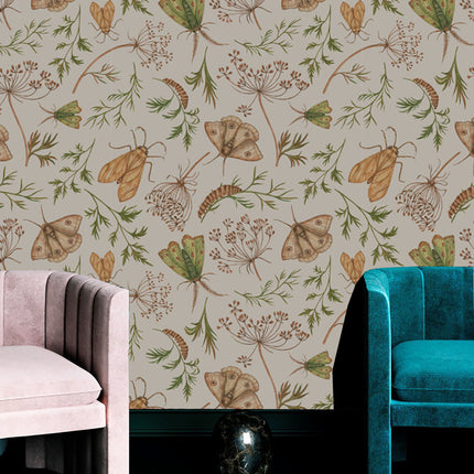 Peekaboo Studio Butterfly & Tropical Plant Self-Adhesive Wallpaper